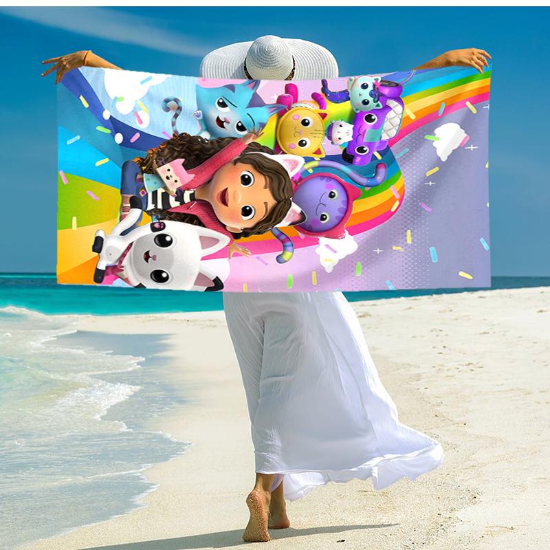 Ultra-Soft Beach Towel with Gabby's Dollhouse Theme,Ideal for Pool - Camping, Diving - Perfect Travel Essential, Vibrant Beach Towel.
