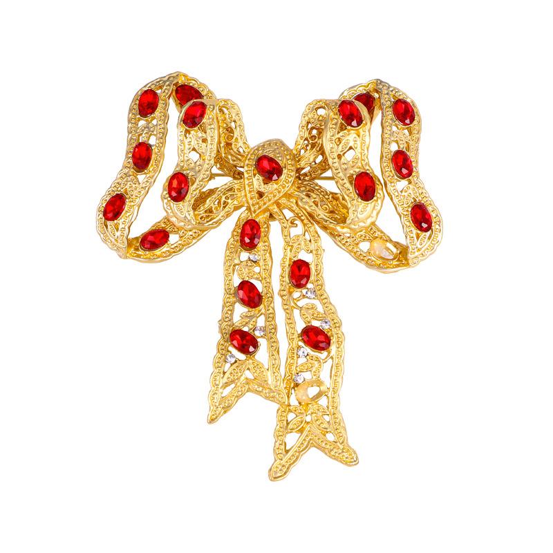 

Hot-selling rhinestone big bow brooch, retro personalized bow pin brooch clothing accessories