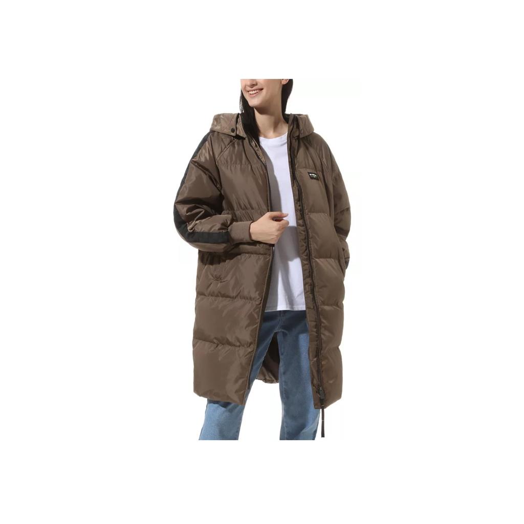 Vans Lightweight Mid-Length Hooded Down Jacket Women Outerwear Brown VN0A48CPM7Y