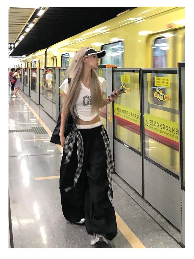 Women's Hip-Hop Wide-Leg Butt Flap Pants - Loose, Slimming, Drape Casual Mopping Style