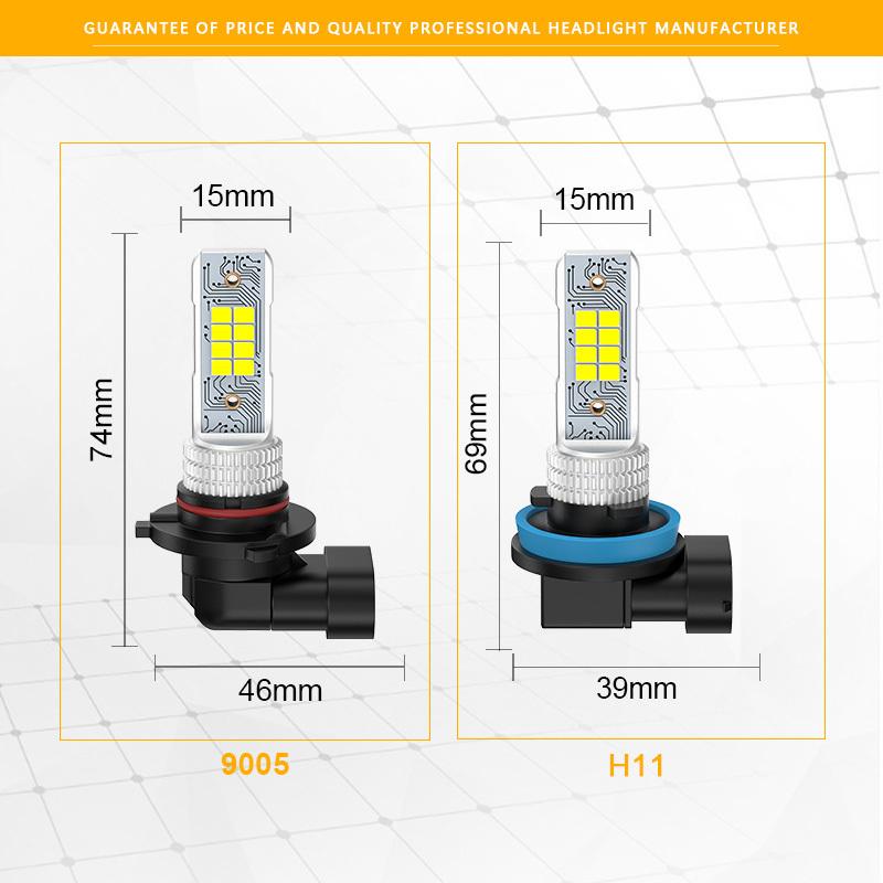 2 Pezzi Lampadine LED H8 H11 H16 JP 9005 HB3 9006 HB4 LED Lampadine Fendinebbia Auto Luci Diurne DRL per Auto 12V 6000K Bianco