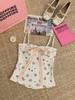 2026 Spring/Summer Slimming Bow Tie Camisole Vest with Padded Bust and Fun Print for Women