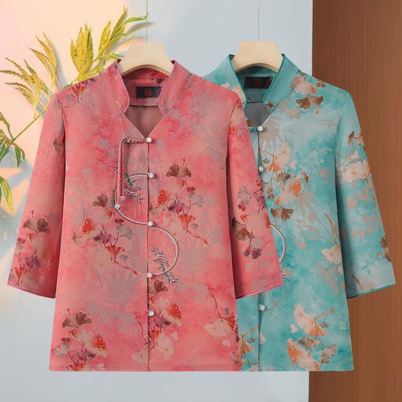 Traditional Spring & Autumn Shirt for Women Aged 60-70 - Chinese Style Elderly Mother’s Summer Top