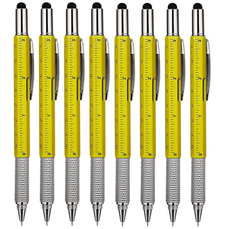 

24 шт. многофункциональная шариковая ручка с ручным инструментом измерительная техническая линейка отвертка сенсорный экран стилус спиртовой уровень Yellow x24 чёрный