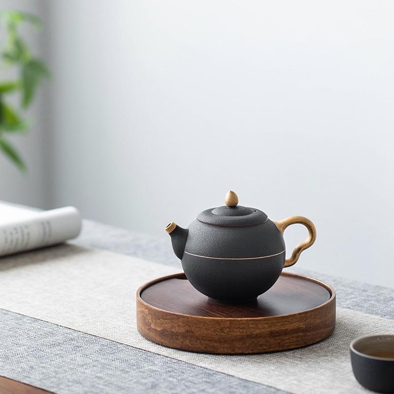 Black Ceramic Gold-Decorated Teapot Creative Filter Ceramic Kung Fu Tea Set