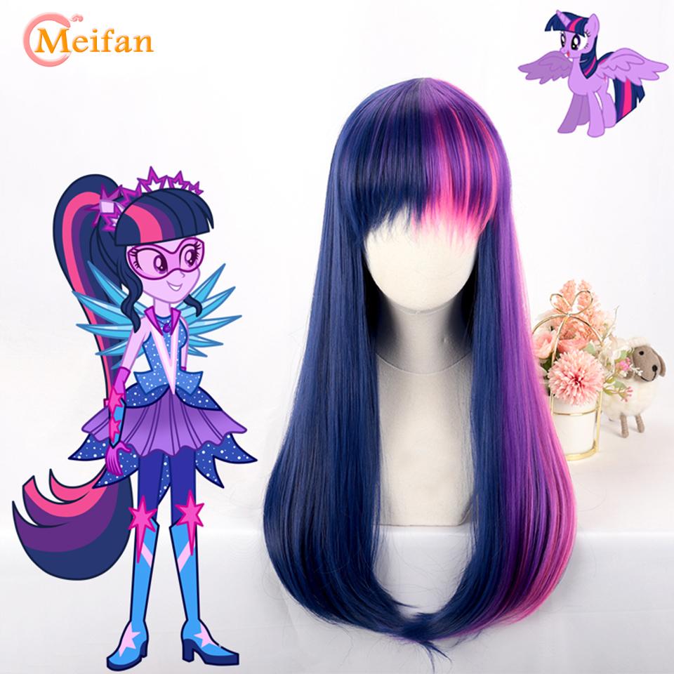 Blue Anime Cosplay Wig with Plaits-Girls Women Synthetic Cartoon Superhero Hair Wigs for Party Costume Halloween