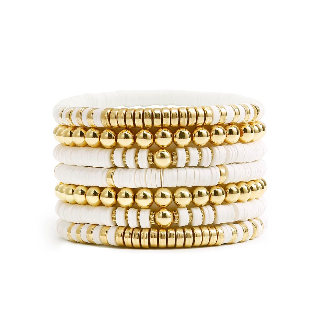 Badu Stackable Heishi Beaded Bracelets For Women Colorful Polymer Clay Beads Surfer Boho Bracelet Summer Beach Jewelry Set