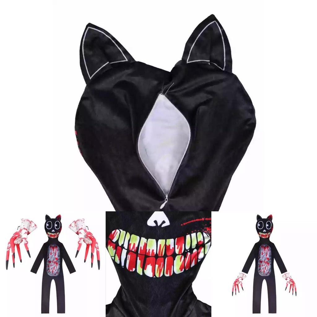 Siren Head Kid Black Cat Jumpsuit Cosplay Costume Bodysuit Halloween Party