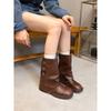 Retro Pants Boots Platform Short Boots Versatile Skinny Belt Buckle Western Cowboy Boots Martin Boots
