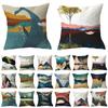 New Blue Geometric Abstract Printed Pillow Office Waist Pillow Cover Home Textile