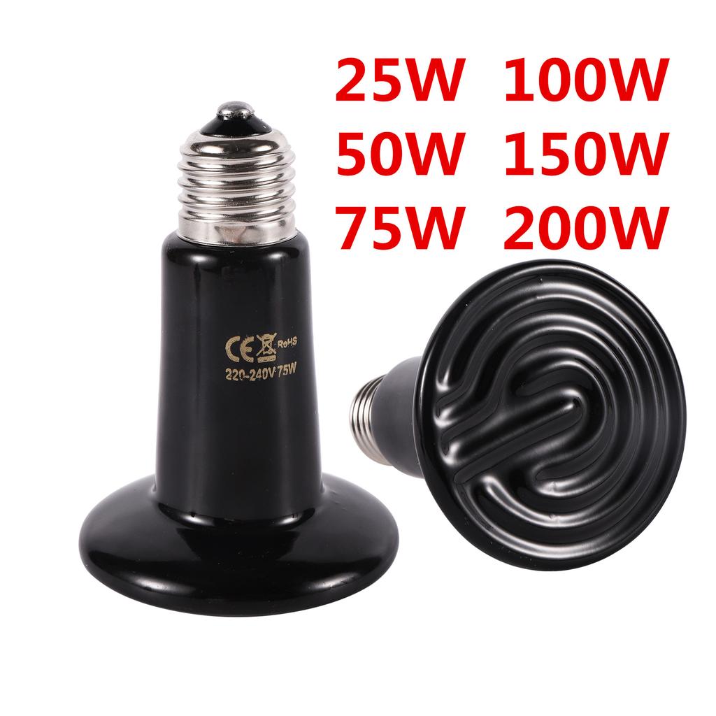 Domácí plaz Daleko infračervená keramická topná lampa 110V/220V Emitor tepla Žárovka 25W 50W 75W 100W 150W 200W Vytápění pro líhnutí zvířat