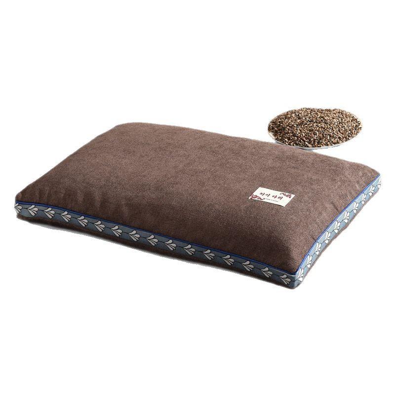 Buckwheat Hull Pillow Neck Support Sleep Aid Adult Single Low Profile Firm With Cotton Linen Cover