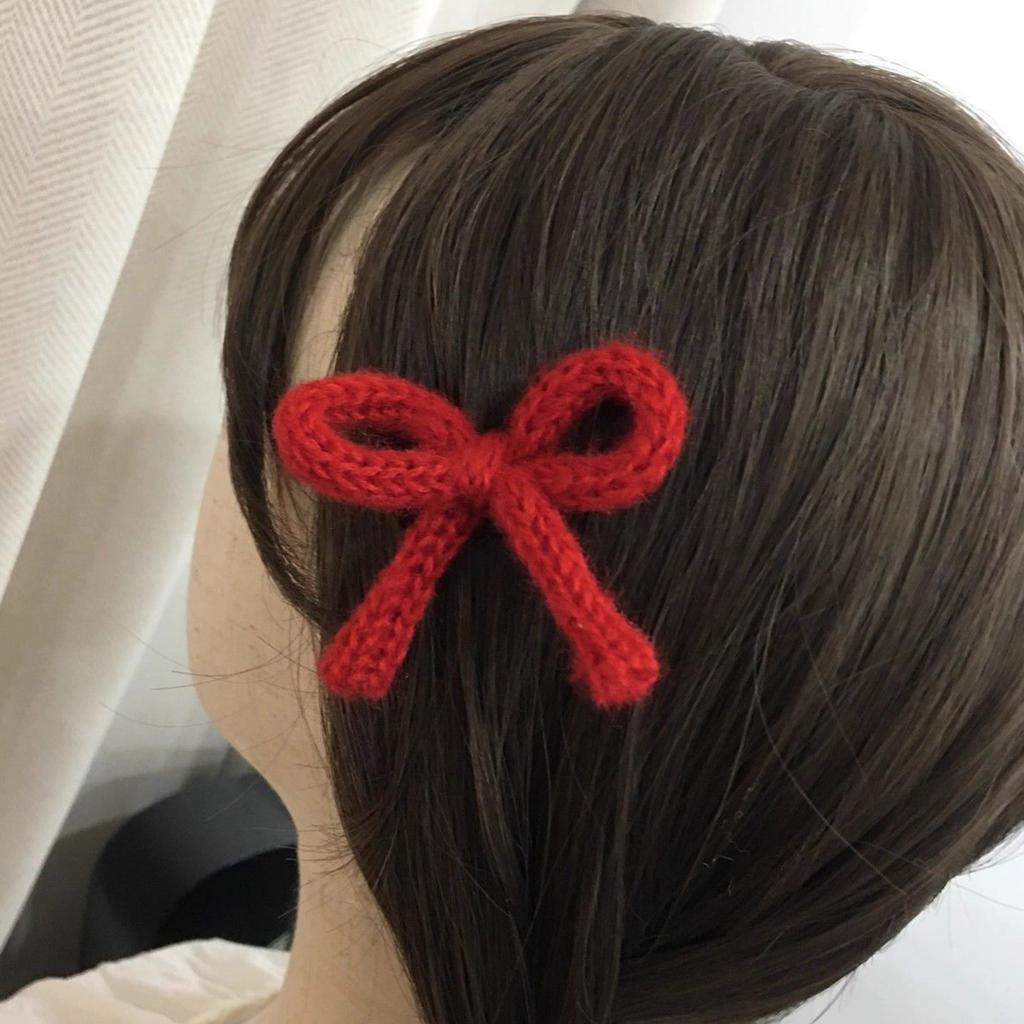 Sweet Knitting Yarn Bowknot Hair Clip Lazy Hairpin Duckbill Hairclips Barrettes for Women Side Bangs Hair Styling Tool