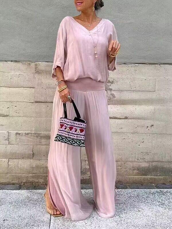 2024 Summer Women's Solid Color Chiffon Set - European & American Fashion