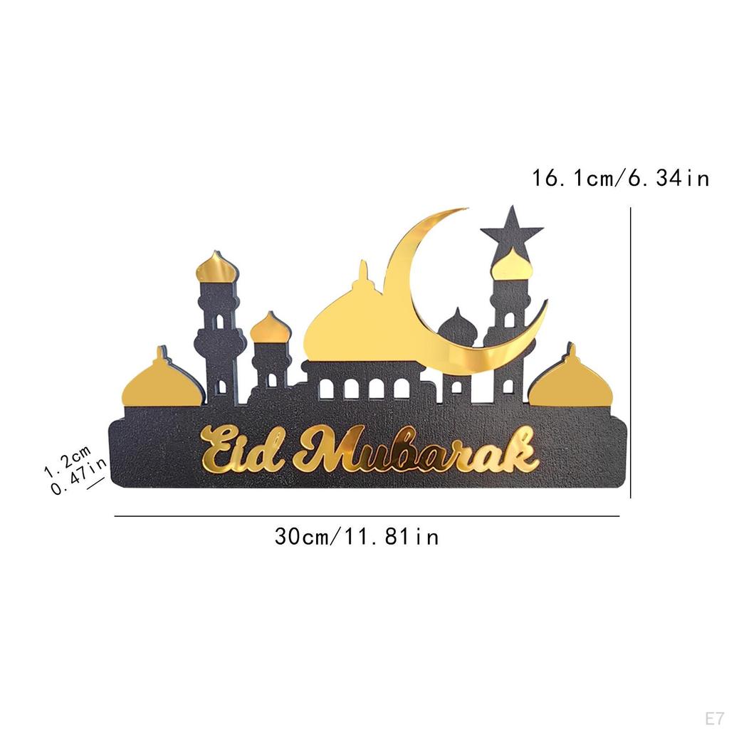 Eid Celebration Calendar for Desktop with Mosque And Moon Design Wooden Acrylic