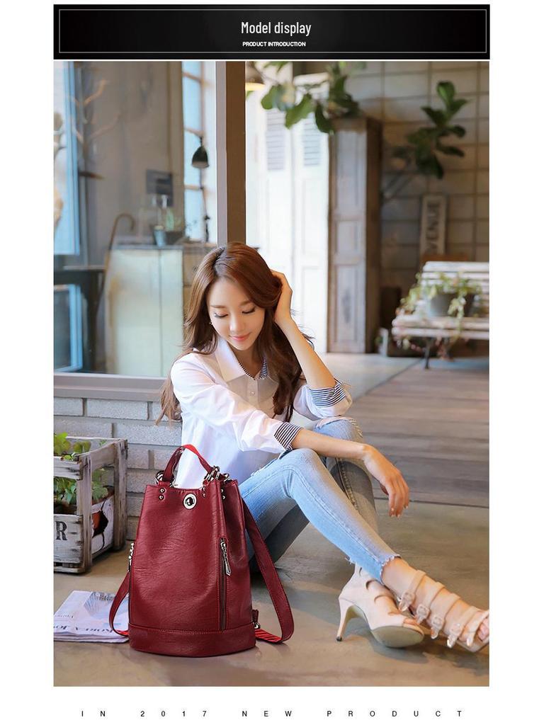 Korean Style Women's Soft Leather Backpack - Large Capacity, Versatile, for Autumn/Winter.