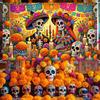 1 articolo, striscione decorativo teschio messicano colorato di Halloween e candela, per Halloween e varie celebrazioni