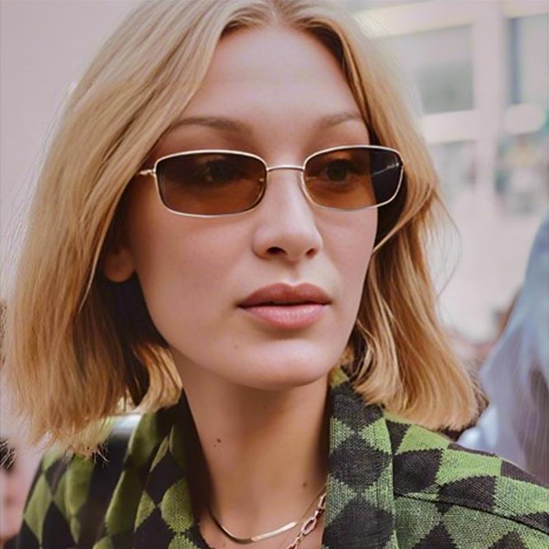 Módní kovové malé obdélníkové sluneční brýle pro ženy muže návrhářský trend klasické úzké obdélníkové sluneční brýle Lentes Mujer