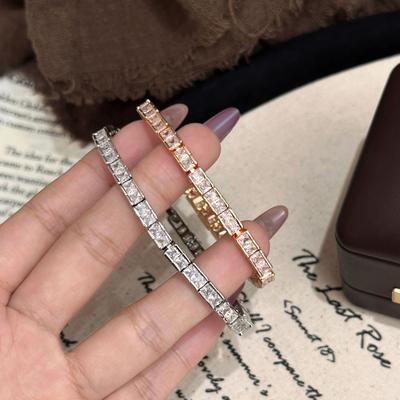 Pulseira Fengliuxing de fileira única totalmente cravejada, joia de pulseira versátil estilo ins japonês e coreano, distribuição por atacado