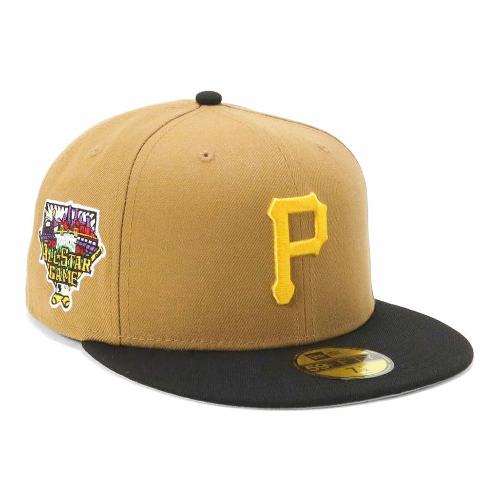 New Era 59FIFTY Cap by MLB Pittsburgh PIT Side Under Exclusive to and Side Straight Flat Adjustable Everyday Wear (70823792, NER35C7990) Pirates,