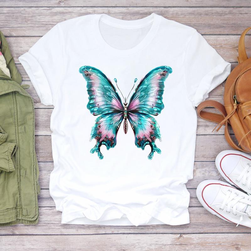 

(Азиатский размер) Принт Женская футболка Мода милый цветок милый 90-е Женская одежда Повседневный топ Футболка с коротким рукавом Женские футболки с графическим принтом 5XL