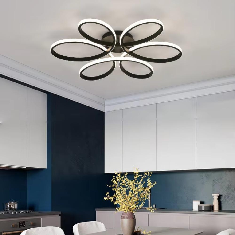 

55cm LED Ceiling Light Black Gold White Lamp Bedroom Living Room Kitchen Bar Balcony Stair Corner Home Decor Led Lighting Lustre Tricolor changeable чёрный