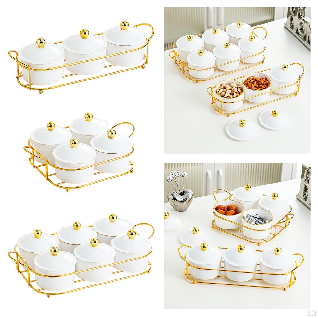 Divided Dried Fruit Plate Nuts Dish with Lid Serving Platter for Living Room