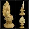 Lunari Buddha Statue, Shakyamuni Buddha, Kannon Bodhisattva, Flying Celestial Being Halo, Eight-Panel Base, Wood Carving, Seated Statue, Buddhist