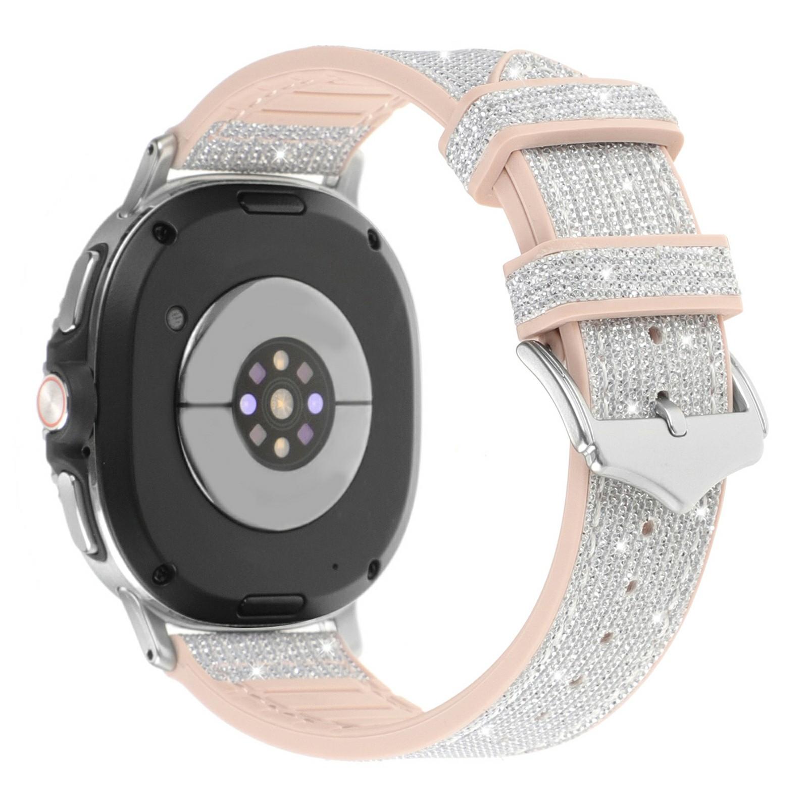 

Блискучий Декор PU + Силіконовий Ремінець для Samsung Galaxy Watch8 Classic 46мм / Watch8 44мм / 40мм Запасний Ремінець для Годинника