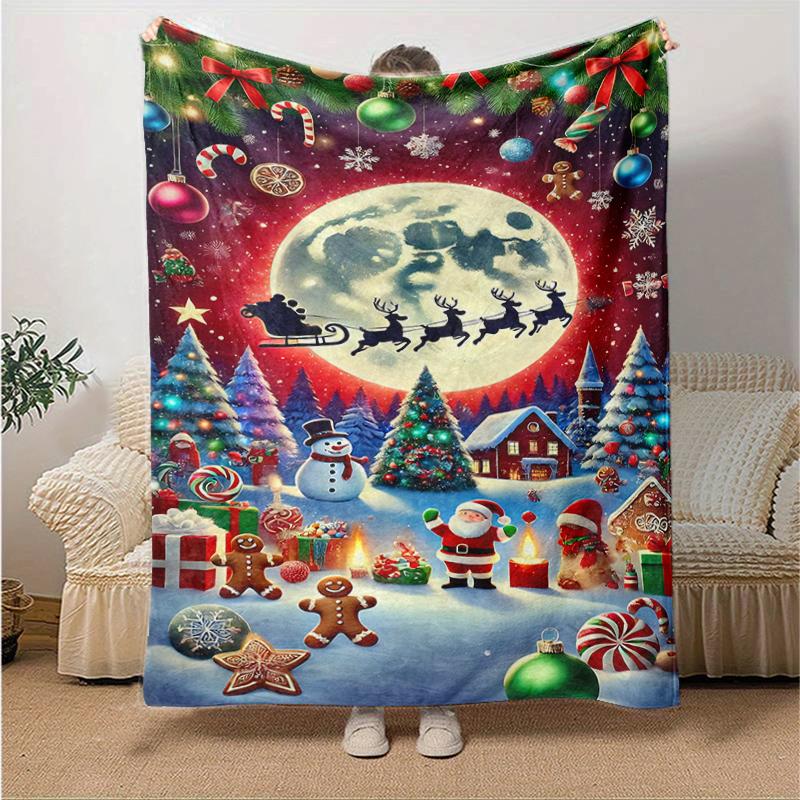 1Pc Christmas Night Fantasy Blanket Soft And Comfortable Casual Warm Camping Travel Christmas Halloween Gift M921284