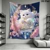 Whimsical Cat & Florals Pattern Home Decor Tapestry, Wall Hanging, Decorative RV Wall Cloth.ZGT0914425
