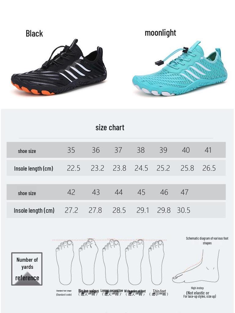 Unisex Five-Finger Outdoor Beach & River Shoes - Non-Slip, Swimming, Diving, Hiking, & Fitness Footwear