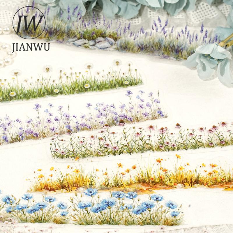 JIANWU Four Season Plant Series Vintage Tree Flower House Landscape Material Collage PET Sticker Creative DIY Journal Stationery