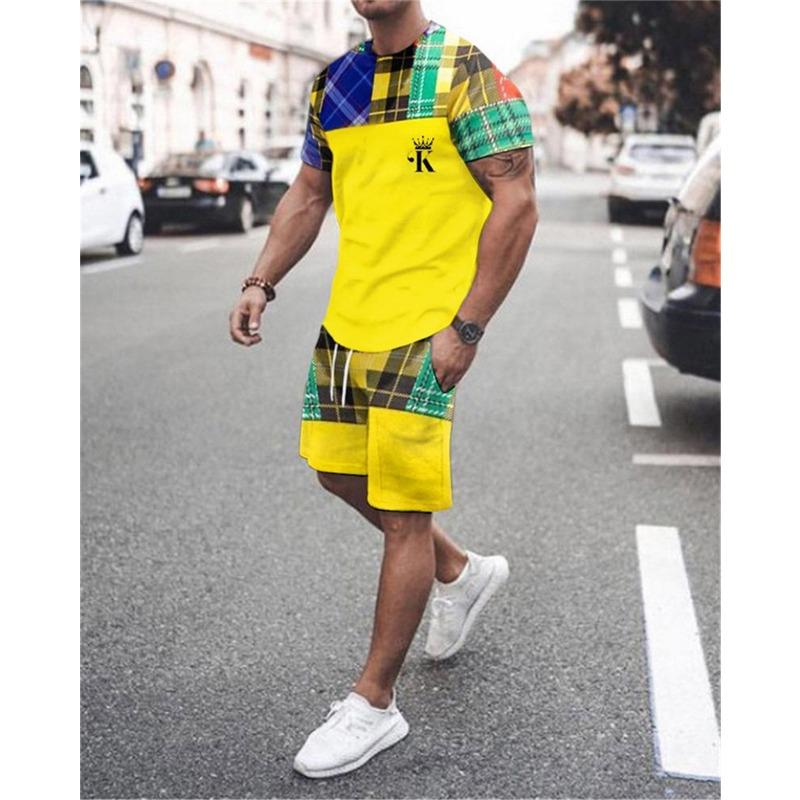 Summer Men's Tracksuit Sets Short Sleeve T-Shirt Suit New Fashion 2 Piece Streetwear 3D Print Sports Beach Shorts Male Clothes