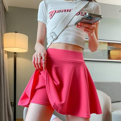 Jupes d'été basiques pour femmes, Mini jupes plissées élastiques, taille haute, jupes de soleil à bulles, uniforme scolaire pour filles, pantalons de sécurité doublés
