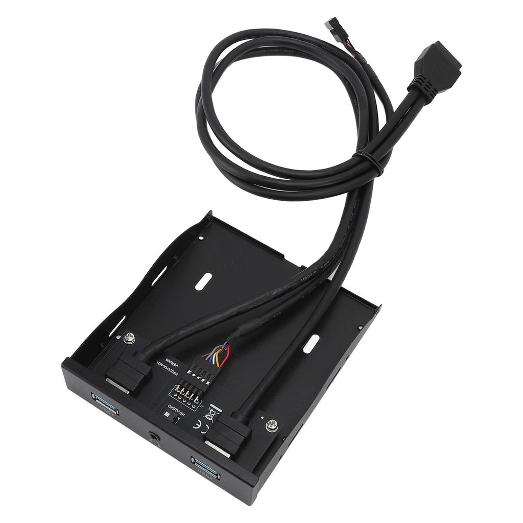 Floppy Panel 3.5in 19PIN to 2 Ports USB A 1 HD Sound Port Hub Metal Front Panel with Headphone