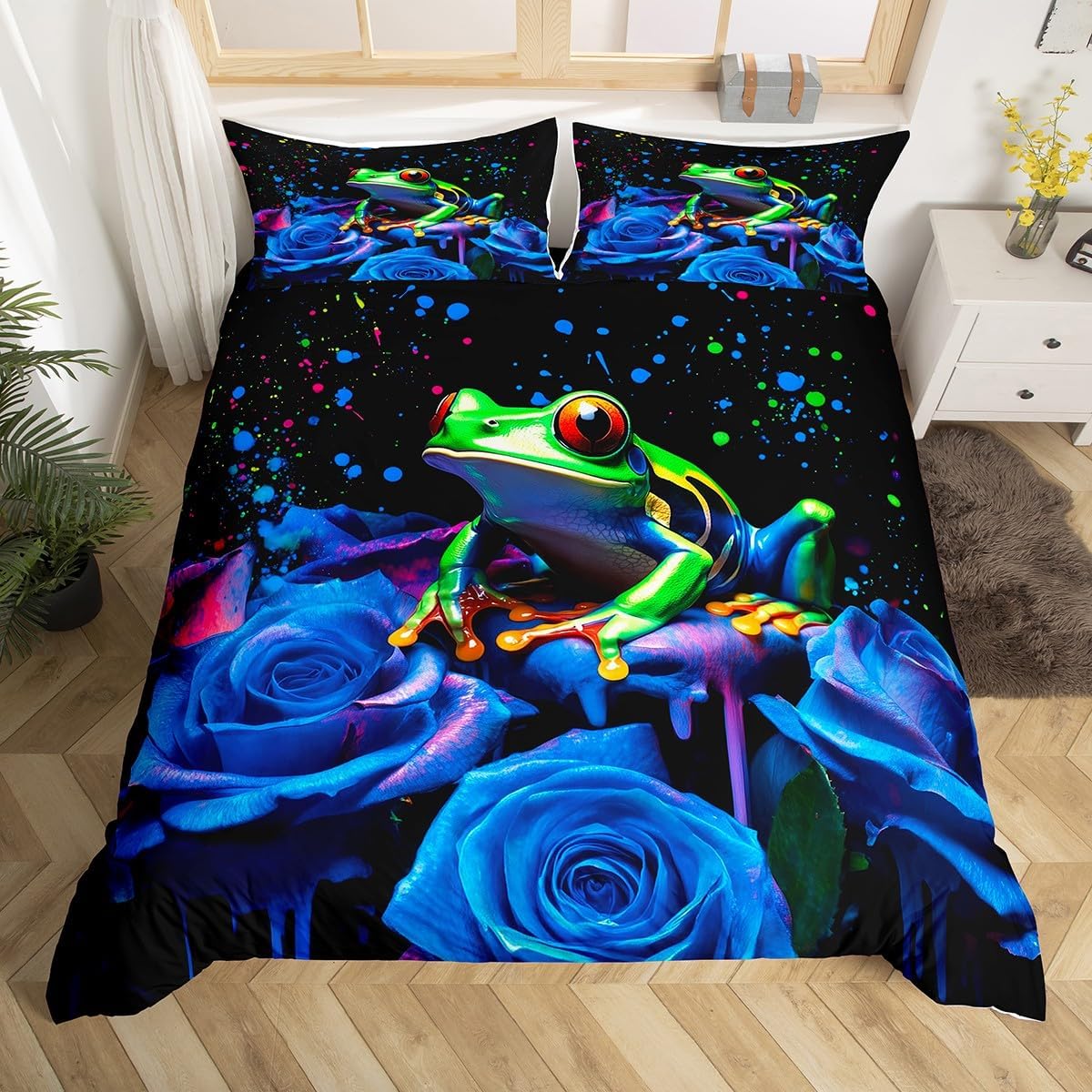 Rose Butterfly Duvet Cover Queen King Size Butterfly Valentine s Day Quilt Cover Bedding 3 Pcs Rose Flower Quilt Cover 3 Pcs EU Single(135x200cm)