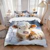 3pcs Winter Wonderland Cow Bedding Set - Includes One Quilt Cover and Two Pillowcases (No Core) - Festive Gift for Home Decor - Polyester Fa