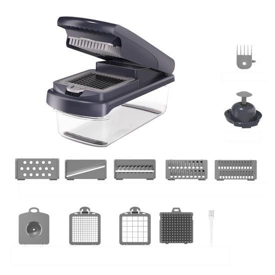 Vegetable Chopper 14-in-1 Kit Stainless Steel Onion Chopper with Container Veggie Cutter Kitchen Essential