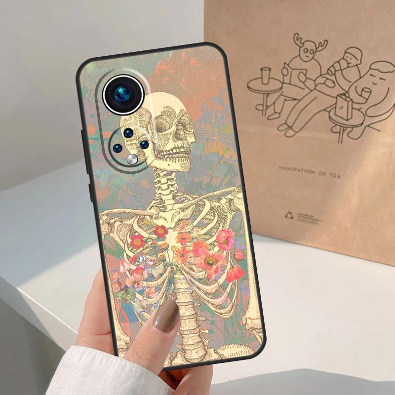 Gothic Fashion Skull For Huawei P20 P30 P40 P60 Pro P Smart Nova 9 5T Honor 70 90 50 Magic5 Lite X7a X9a X8a Case