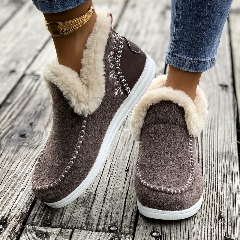 Women's Winter Furry Slip-Resistant Platform Sneakers/Boots - Thick Platform Height Increase