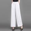 Women's 2025 Summer Cotton Linen Wide-Leg Pants - Simple, Casual, Thin, Loose, Elastic High Waist