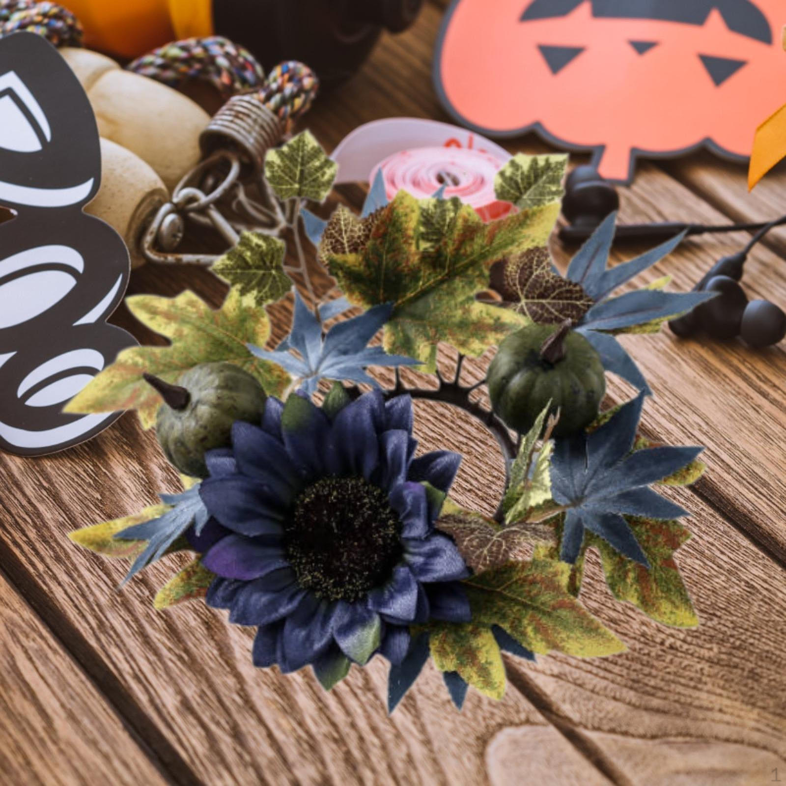 

Святковий осінній гарбузовий вінок для домашнього декору синій