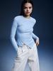 Renezmia Diagnal Line Top _ Light Blue