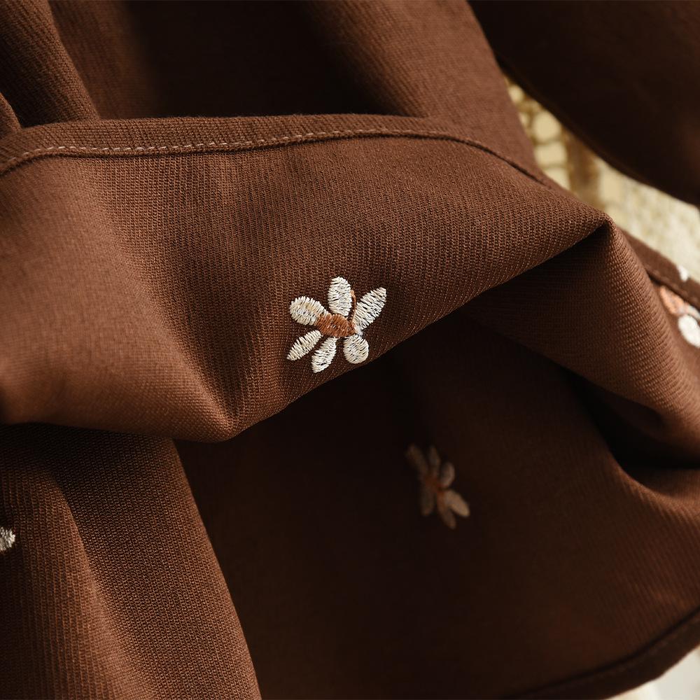 Baby Mädchen Kleid mit floraler Stickerei, Umlegekragen, langen Ärmeln, Frühling/Herbst-Stil