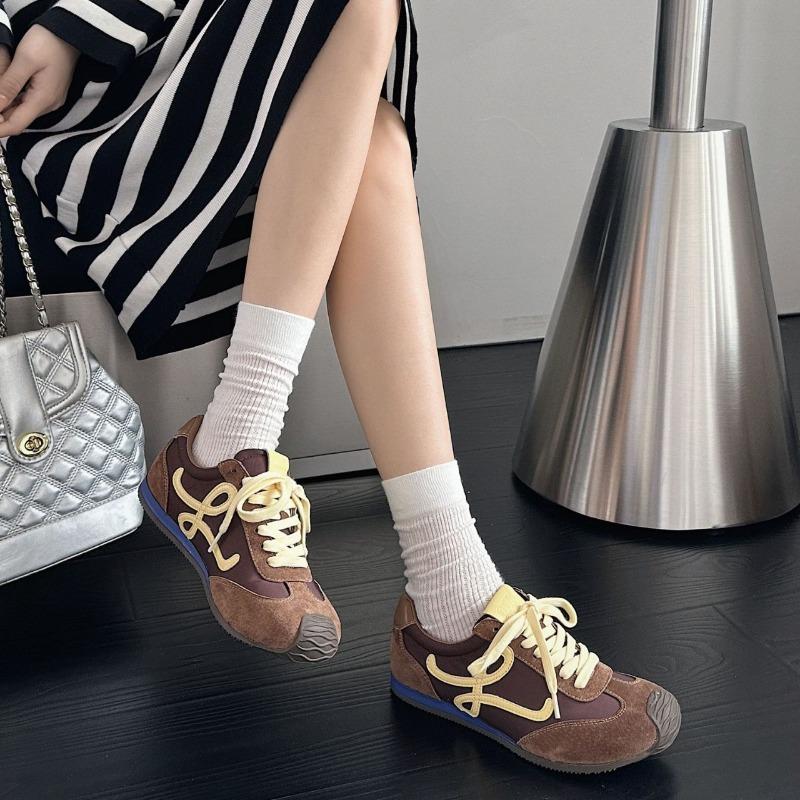 Leather retro women's spring new versatile casual ballet running sports shoes