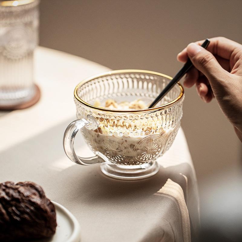 Glasrelief Haushaltswasserbecher-Set weiblich ins Wind Phnom Penh Teetasse Frühstück Haferbecher Kaffeetasse