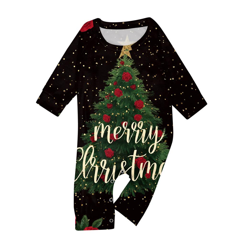 Christmas Printed Round Neck Parent-Child Long Sleeve Long Pants Home Clothes Set