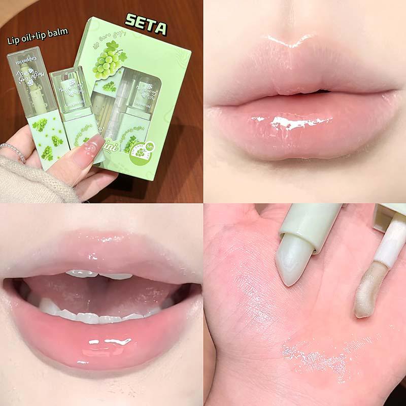 CAPPUVINI Set Cura Labbra Idratante Setoso - Balsamo Idratante Trasparente & Acqua Esfoliante Labbra Rimpolpante