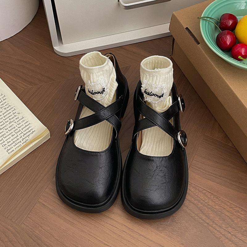 Retro Silver French Flat Bottom Light Mouth Exposed Instep Single Shoes Women's Summer 2025 New with Skirt Versatile Mary Jane Shoes